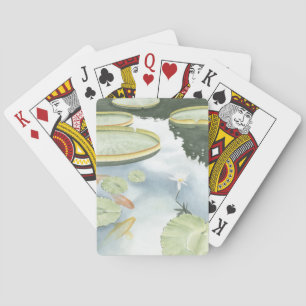 Koi Pond Reflection with Fish and Lilies Playing Cards