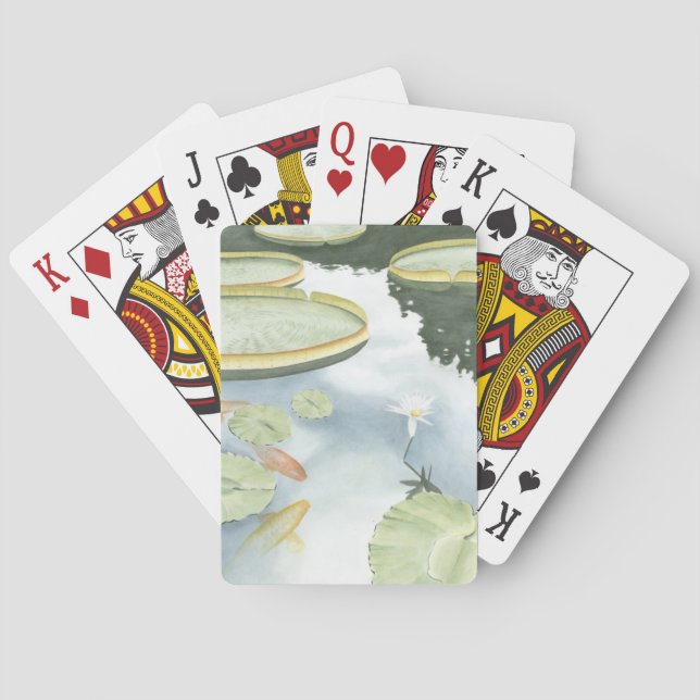 Koi Pond Reflection with Fish and Lilies Playing Cards (Back)