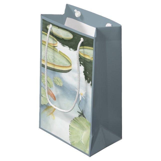 Koi Pond Reflection with Fish and Lilies Small Gift Bag (Front Angled)