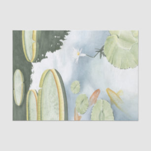 Koi Pond Reflection with Fish and Lilies Tissue Paper