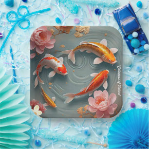 "Koi Pond Sanctuary" Paper Plate