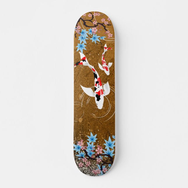 Koi Pond - wood - Japanese Design Skateboard (Front)