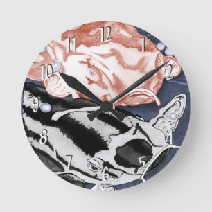 Koi (Red and Black) Round Clock