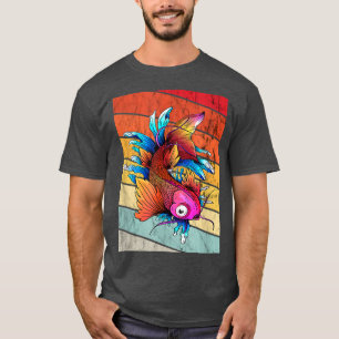 Koi Retro Vintage Sakura Waves Japan Nishikigoi As T-Shirt