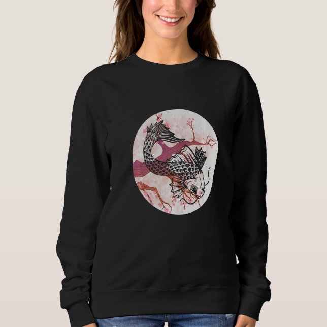 Koi Sakura Tree Prosperity Cherry Blossom Japanese Sweatshirt (Front)