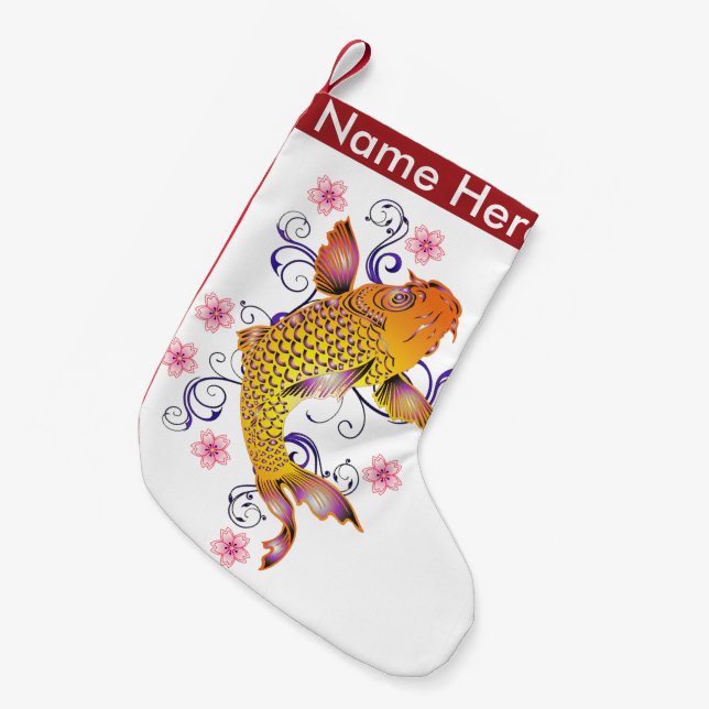 Koi Small Christmas Stocking (Front (Hanging))