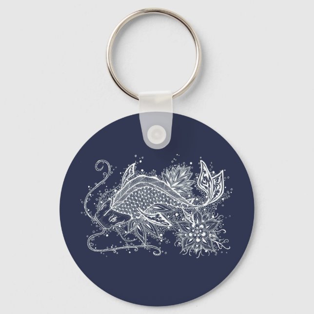 Koi Tattoo Button Keychain (Front)