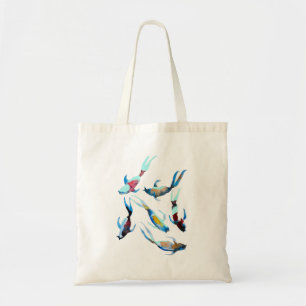 Koi watercolor fish art tote bag