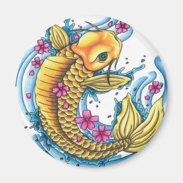 Koi with Cherry Blossoms Large Magnet (Front)