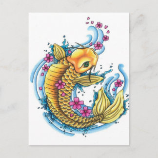 Koi with Cherry Blossoms Postcard