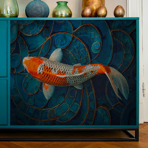 Koi with Golden Swirls Decoupage Tissue Paper