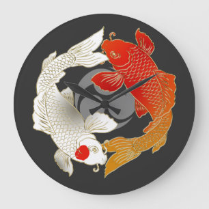 Koi with Mon japanese style Large Clock
