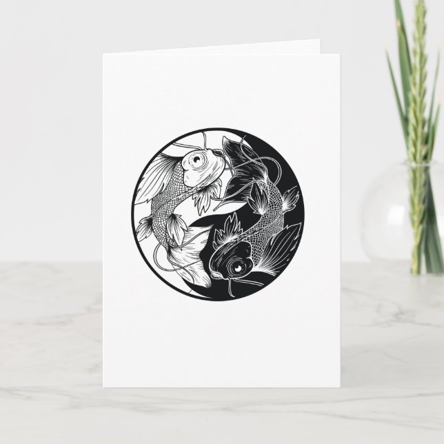 KOI YIN YANG BLACK AND WHITE CARD (Front)
