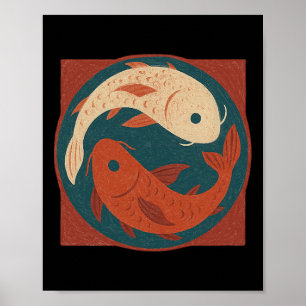 Koi Yin Yang Lance Artwork Zen Yoga Cl Poster