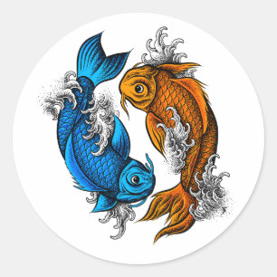 Koi Ying Yang Classic Round Sticker