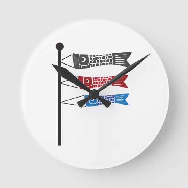 Koinobori or Carp Streamers Round Clock (Front)
