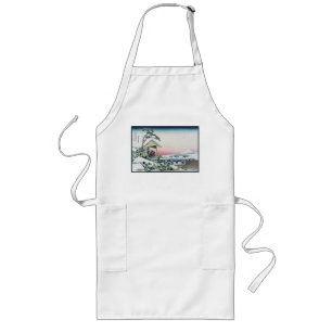 Koishikawa Tea House View Mt. Fuji by Hokusai  Long Apron