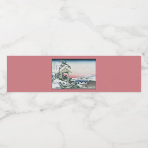 Koishikawa Tea House View Mt. Fuji by Hokusai  Water Bottle Label