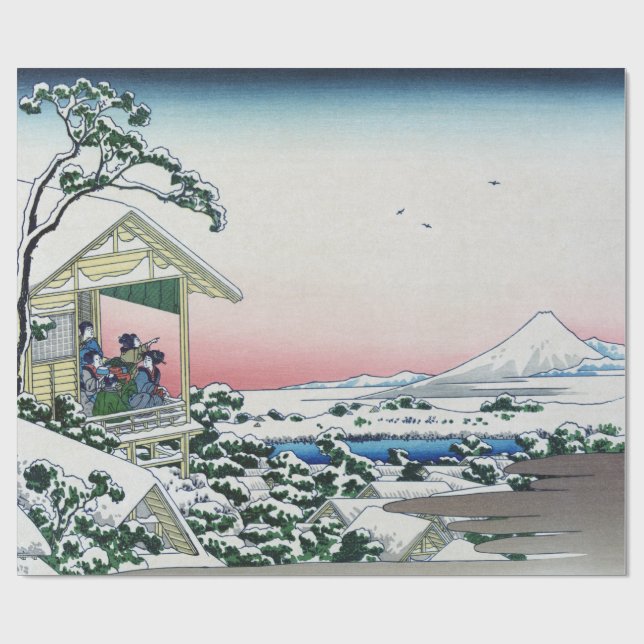 Koishikawa Tea House View Mt. Fuji by Hokusai  Wrapping Paper (Flat)