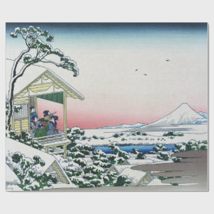 Koishikawa Tea House View Mt. Fuji by Hokusai Wrapping Paper