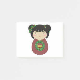 Kokeshi Christmas Wreath Post-it Notes