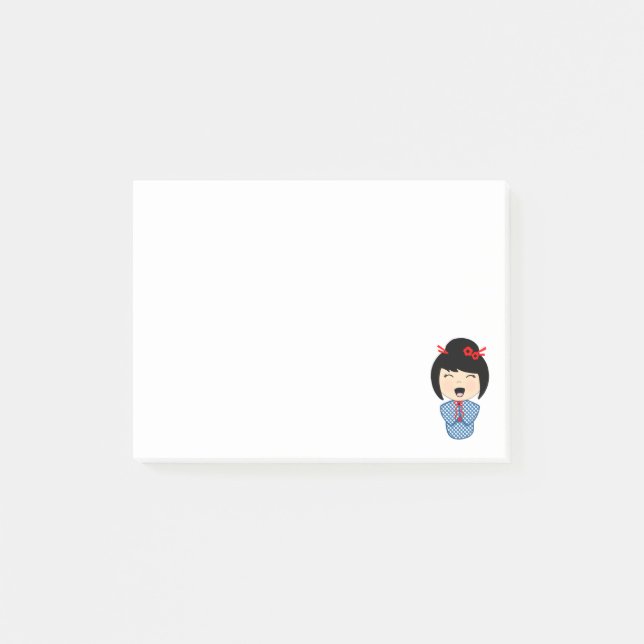 Kokeshi Doll Blue Post-it® Notes 4 x 3 (Front)