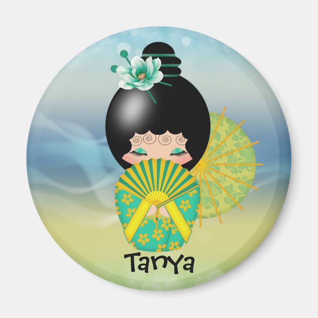 Kokeshi Doll Illustration Fridge Magnet (Front)