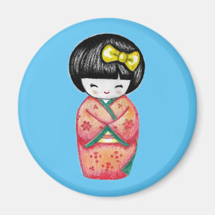 Kokeshi Doll - Kimono Geisha Girl  Magnet