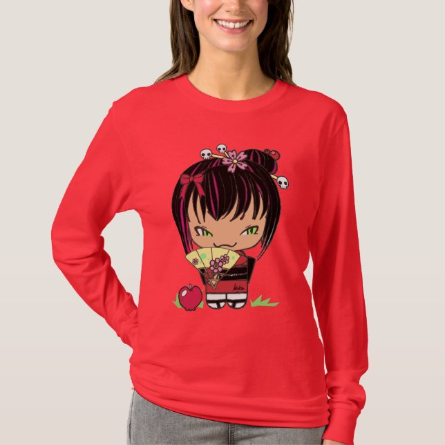 Kokeshi Doll Miao apple red shirt (Front)