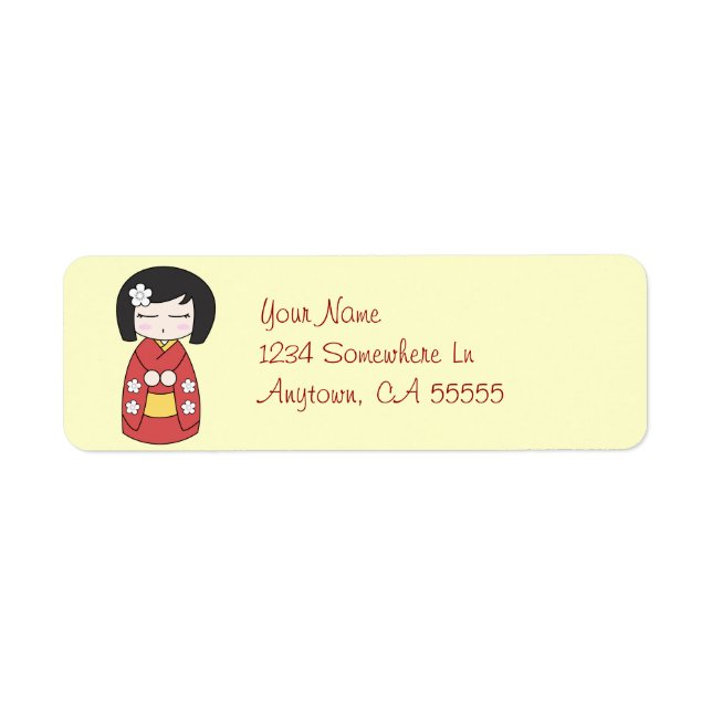 Kokeshi Doll Return Address Label (Front)