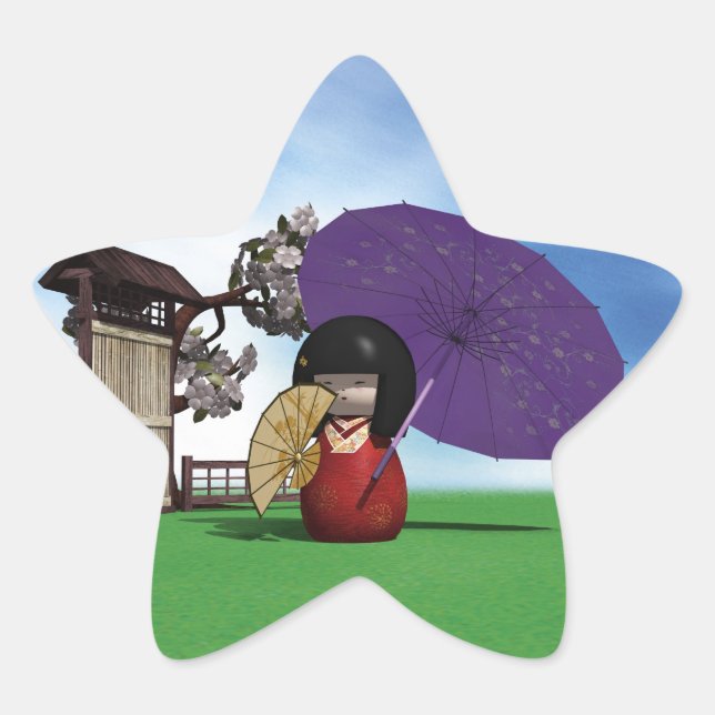 Kokeshi Doll Star Sticker (Front)