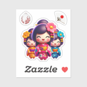 Kokeshi Doll, Three Lovely Geisha