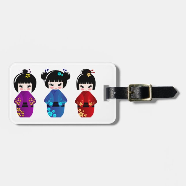 Kokeshi dolls luggage tag (Front Horizontal)
