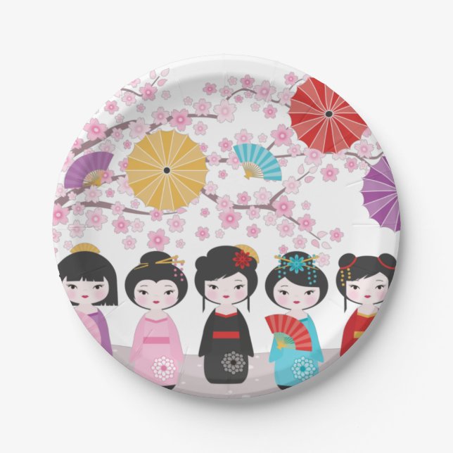 Kokeshi Dolls Paper Plate (Front)