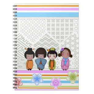 kokeshi dolls spiral notebook
