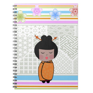 kokeshi dragonflies spiral notebook