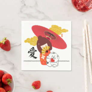 KOKESHI LOVE  Chow dog heart  Napkin