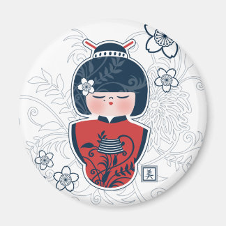 kokeshi navy white red magnet