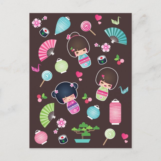 Kokeshi Pattern Postcard (Front)