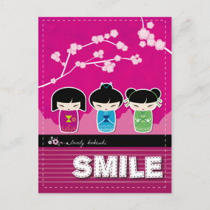 Kokeshi "SMILE" postcard