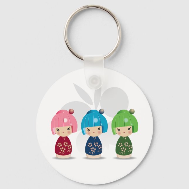 Kokeshi Triplets Keychain (Front)