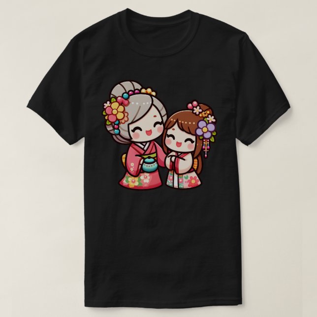Kokeshis Mother Guiding Light for Daughter T-Shirt (Design Front)