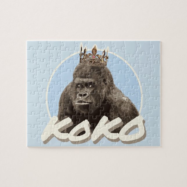 Koko The Gorilla Wearing Crown Jigsaw Puzzle (Horizontal)