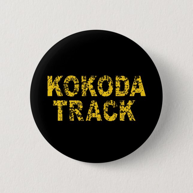 Kokoda Track, Rustic Text 6 Cm Round Badge (Front)