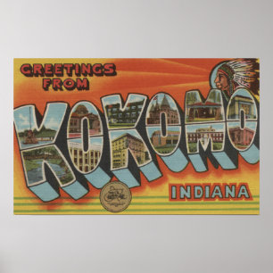 Kokomo, Indiana - Large Letter Scenes Poster