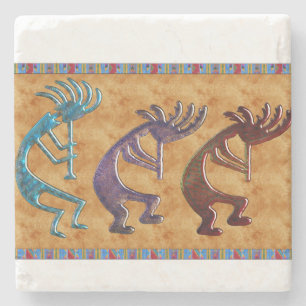 Kokopelli 3D Anasazi Native American Motif Stone Coaster