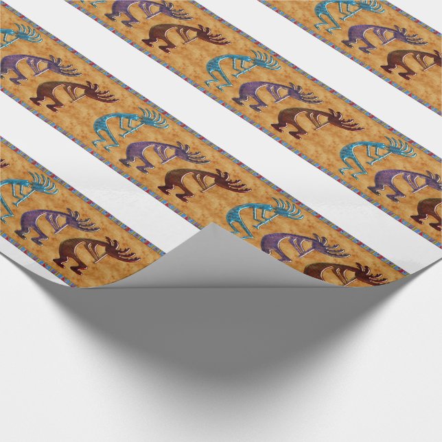 Kokopelli 3D Anasazi Native American Motif Wrapping Paper (Corner)