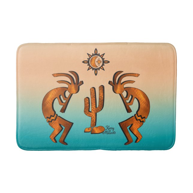 Kokopelli And Cactus Bath Mat (Front)