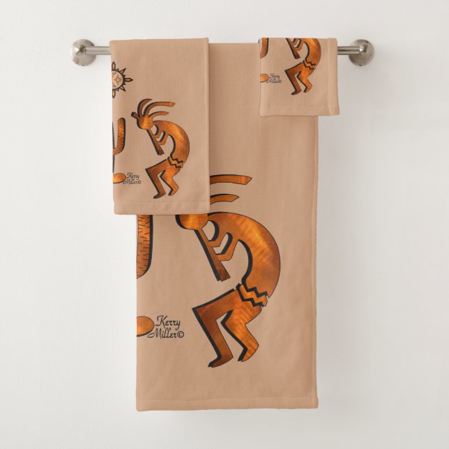 Kokopelli And Cactus Bath Towel Set (Insitu)