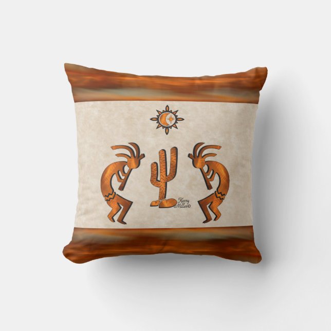 Kokopelli And Cactus Cushion (Front)